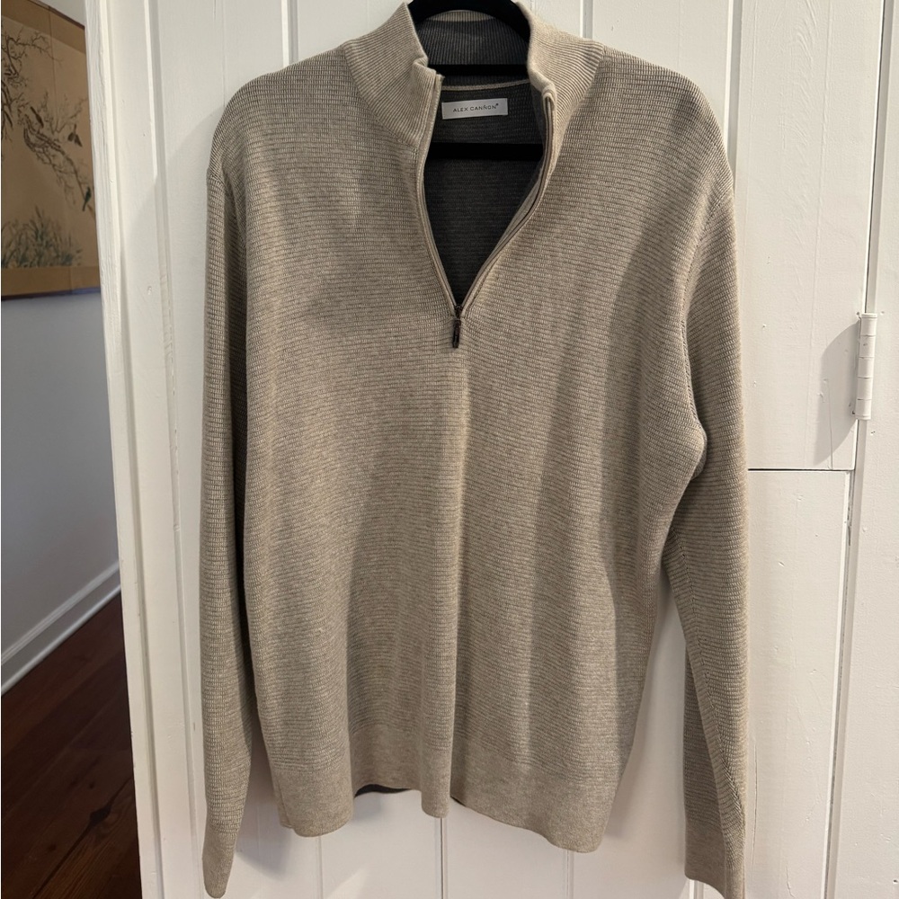Men's Beige Quarter-Zip Sweater